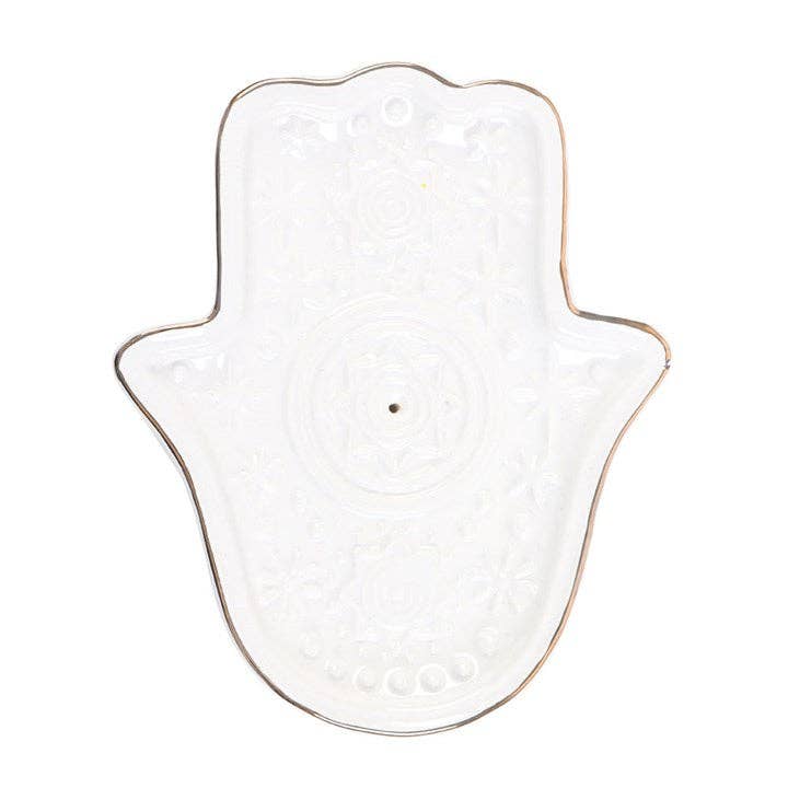 Porte-encens et vide-poche Main blanche de Hamsa - Miss Lili's Boutique