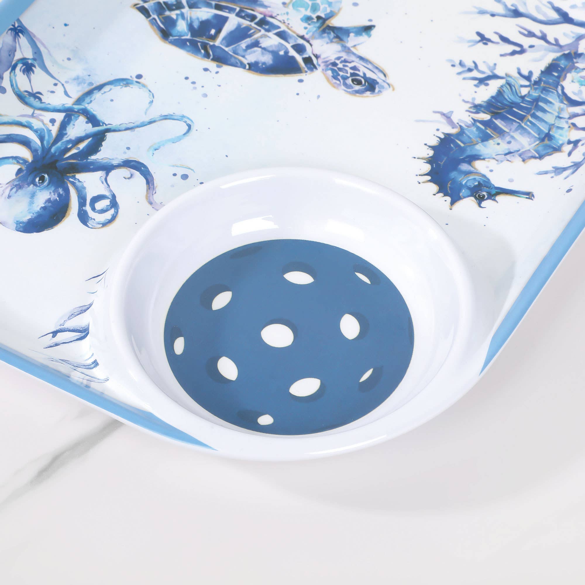 Plateau à trempette et chips en mélamine Indigo 15 3/4" - Miss Lili's Boutique
