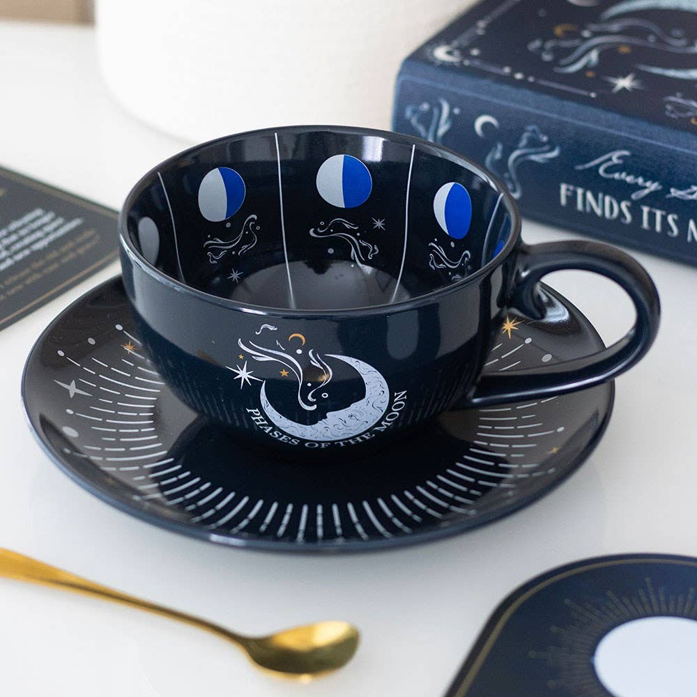 Tasse et soucoupe Phase de Lune Bleue - Miss Lili's Boutique