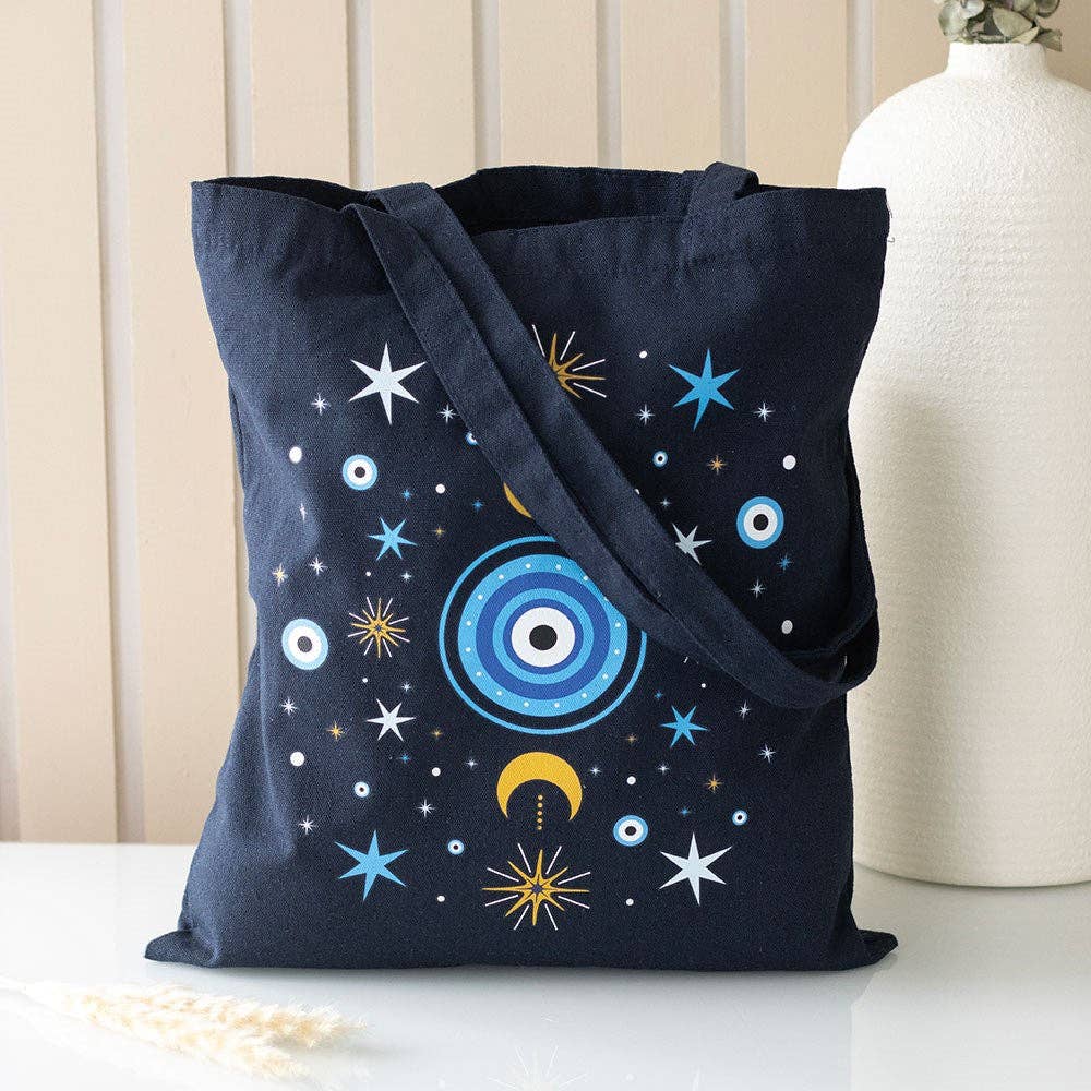 Sac fourre-tout en polycoton bleu foncé avec œil omniscient - Miss Lili's Boutique