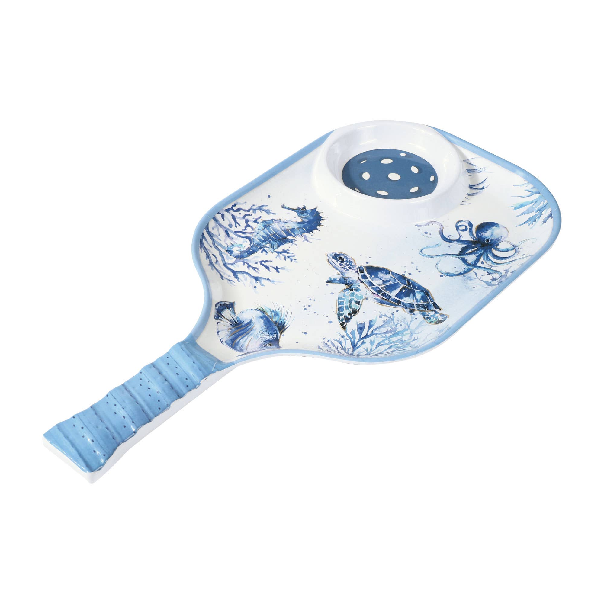 Plateau à trempette et chips en mélamine Indigo 15 3/4" - Miss Lili's Boutique