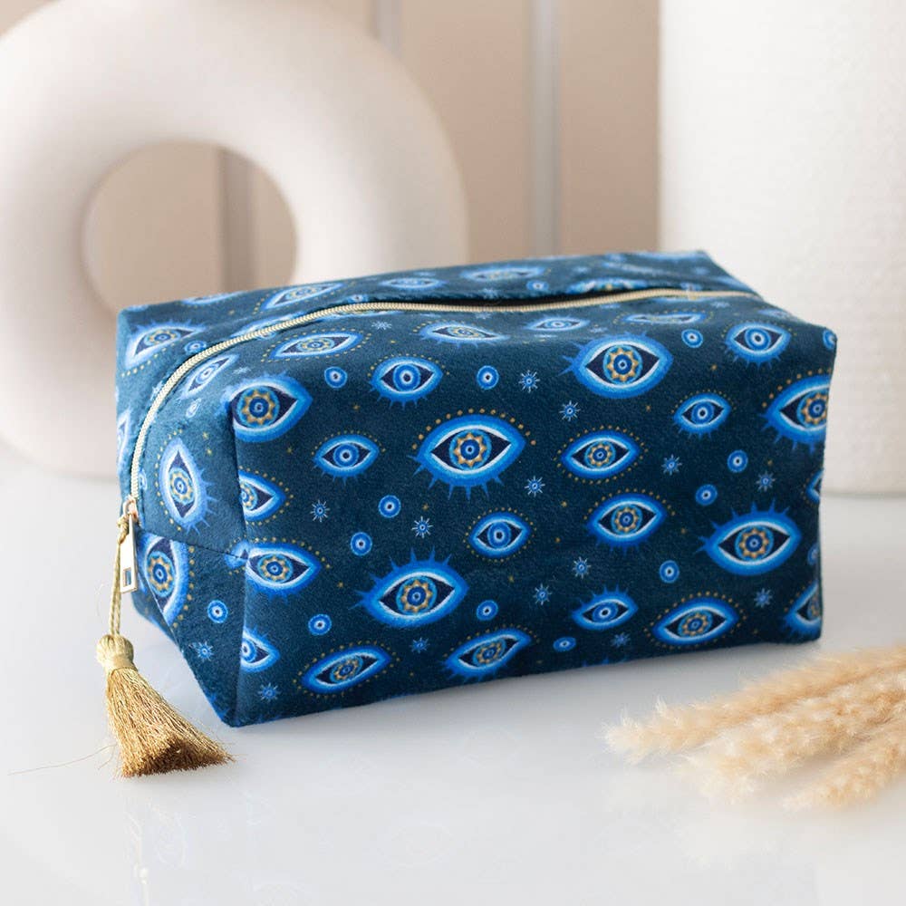 Trousse de maquillage en velours imprimé Œil qui voit tout - Miss Lili's Boutique