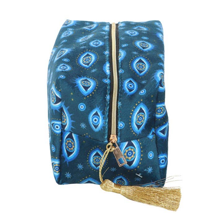 Trousse de maquillage en velours imprimé Œil qui voit tout - Miss Lili's Boutique
