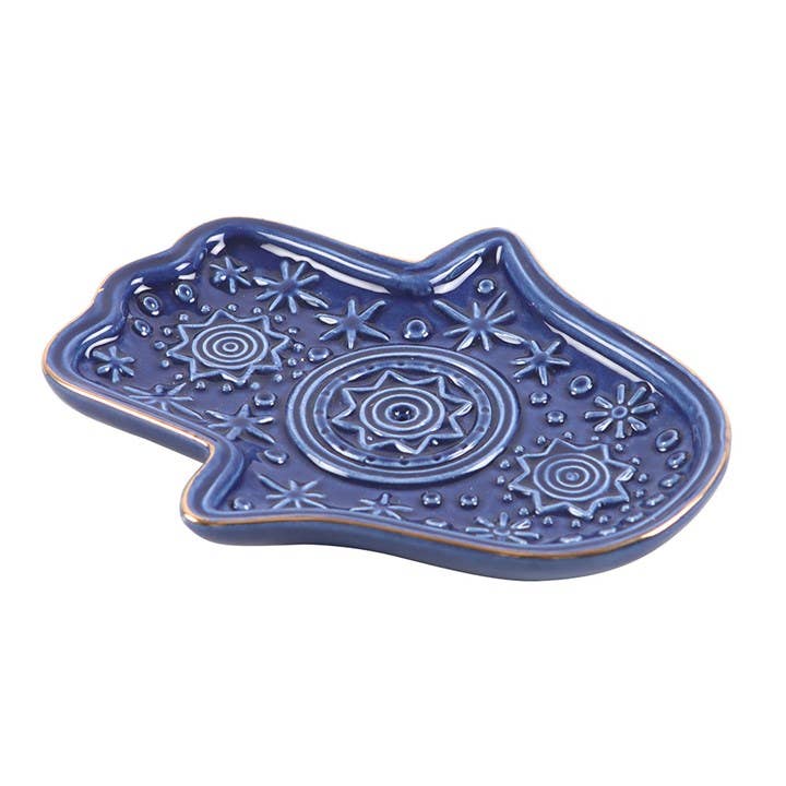 Porte-encens et vide-poche Main de Hamsa bleu foncé - Miss Lili's Boutique