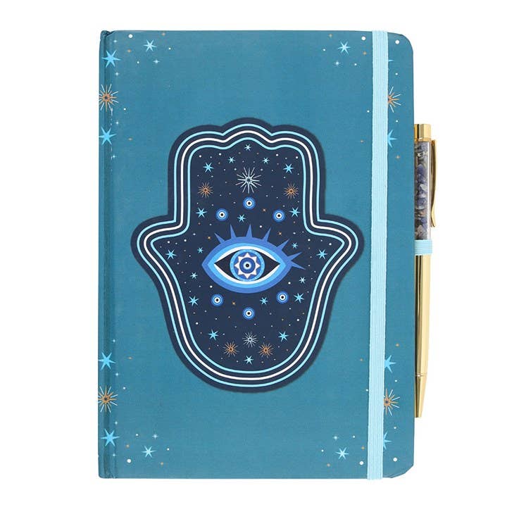 Carnet A5 Main de Hamsa avec stylo à puce en cristal - Miss Lili's Boutique