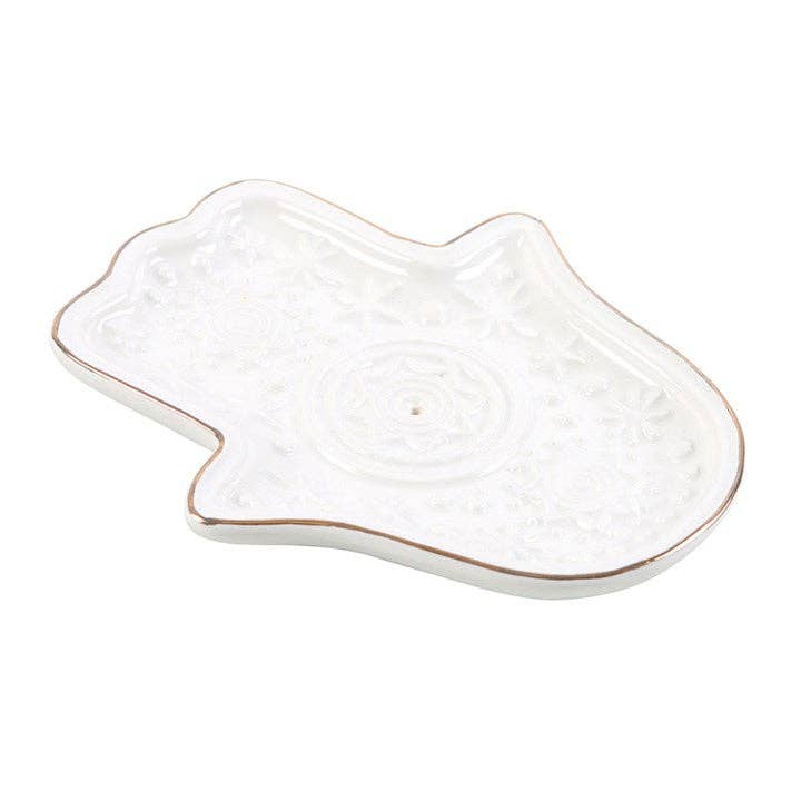 Porte-encens et vide-poche Main blanche de Hamsa - Miss Lili's Boutique