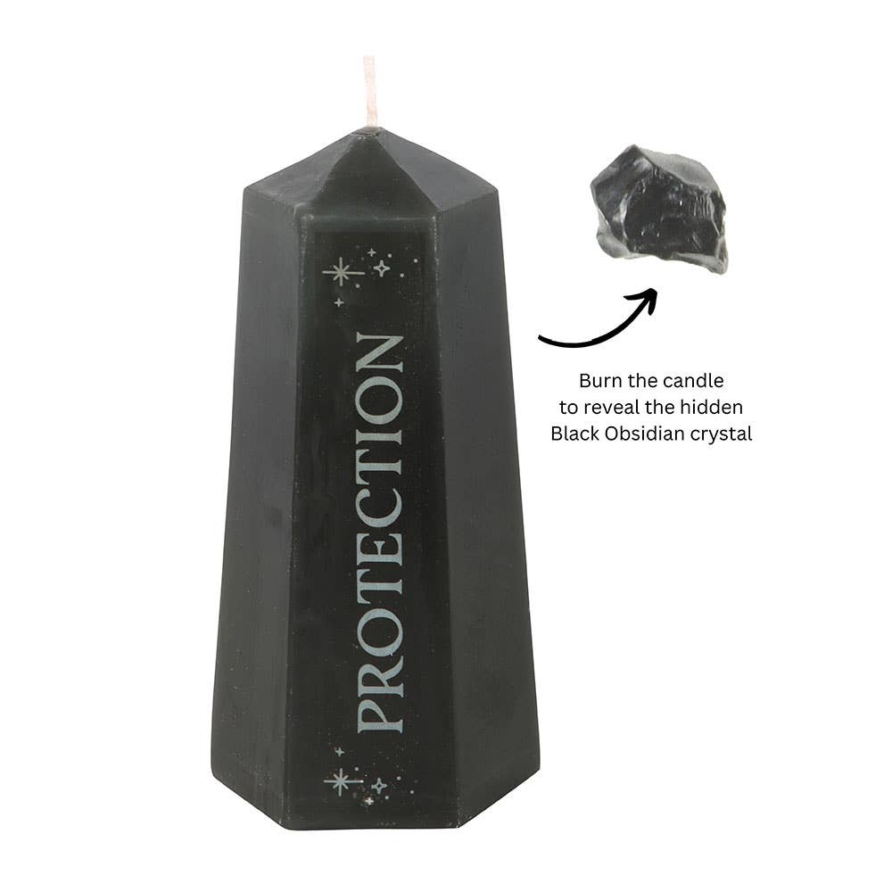 Bougie de protection en cristal avec obsidienne noire brute - Miss Lili's Boutique
