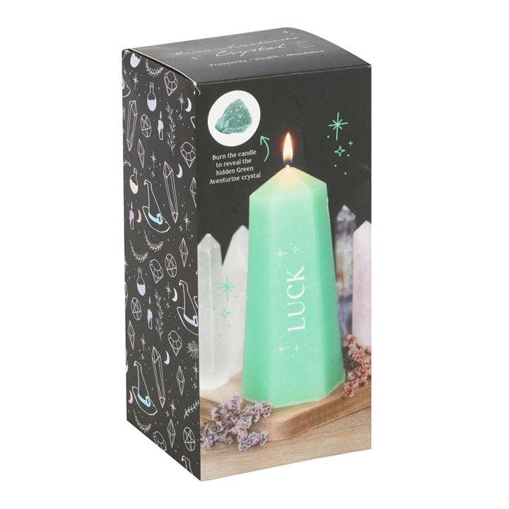 Bougie en cristal Luck avec aventurine verte brute - Miss Lili's Boutique