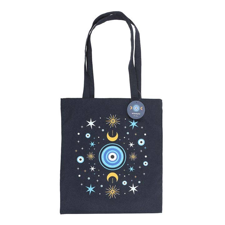 Sac fourre-tout en polycoton bleu foncé avec œil omniscient - Miss Lili's Boutique