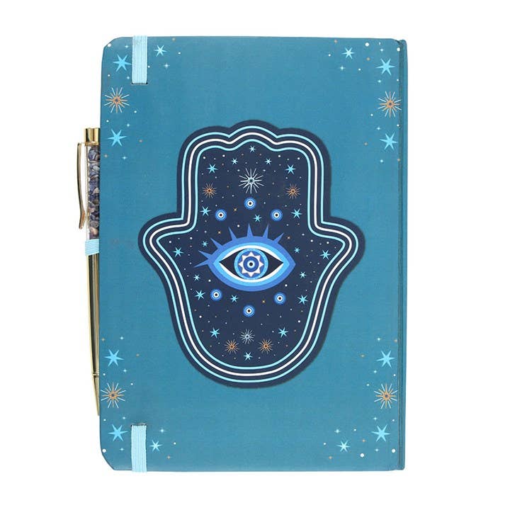 Carnet A5 Main de Hamsa avec stylo à puce en cristal - Miss Lili's Boutique