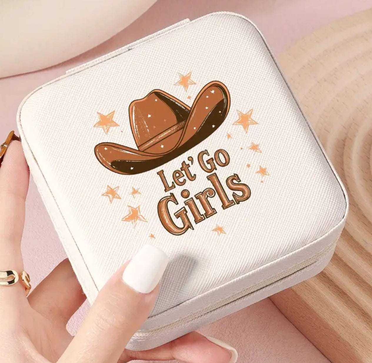 Boîte à bijoux blanche de style Cowgirl 