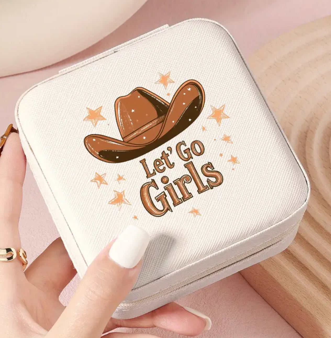 Boîte à bijoux blanche de style Cowgirl 