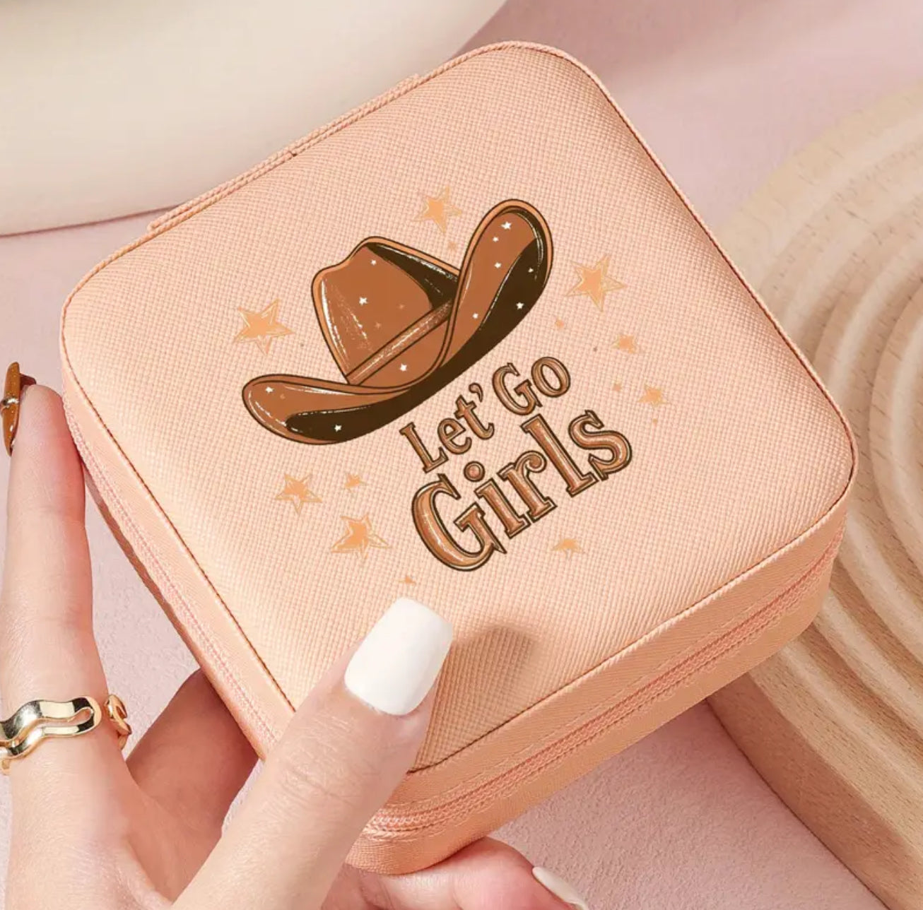 Boîte à bijoux pêche de style Cowgirl 