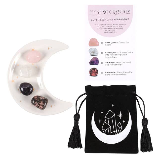 Ensemble de cristaux de guérison avec coupelle lune - Miss Lili's Boutique