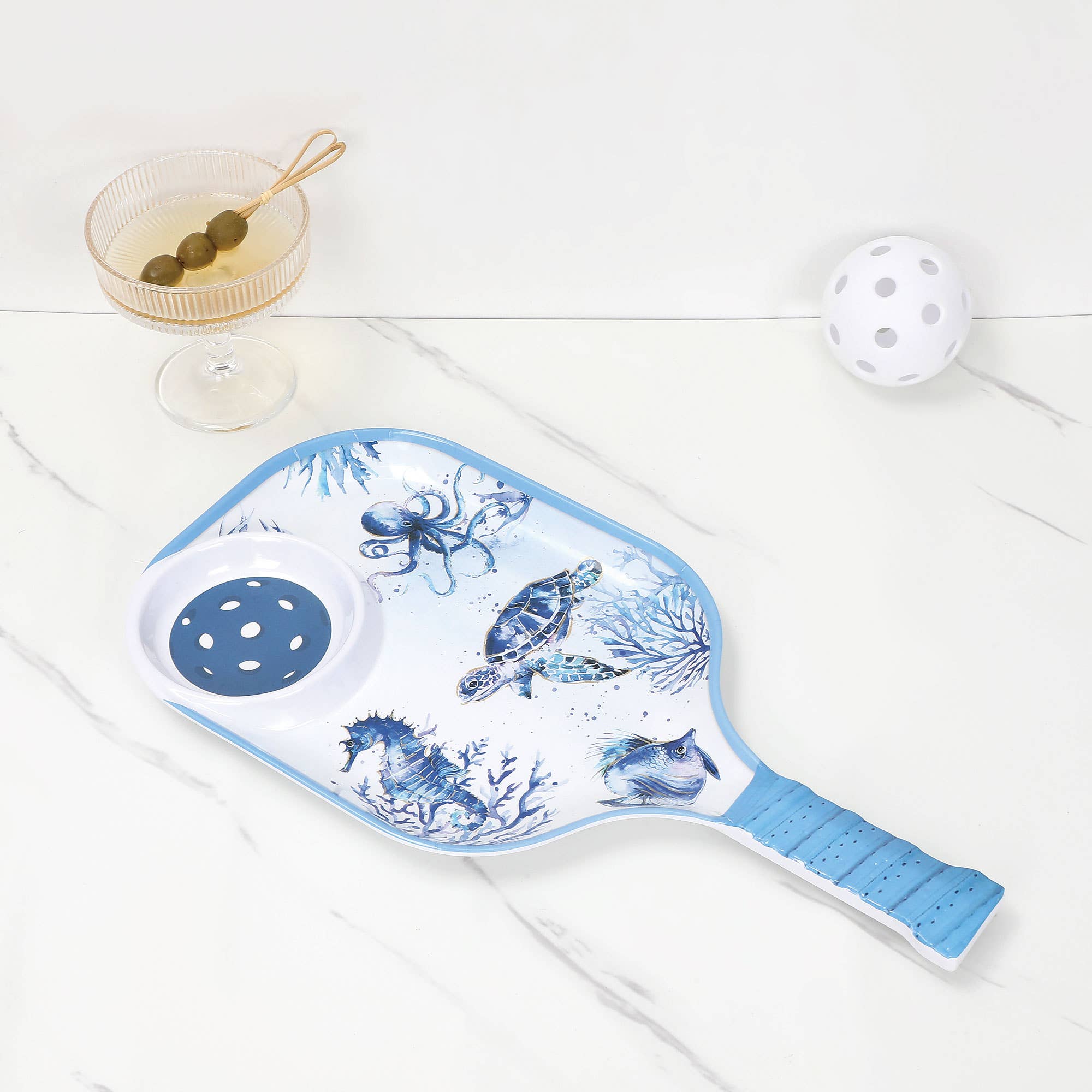Plateau à trempette et chips en mélamine Indigo 15 3/4" - Miss Lili's Boutique