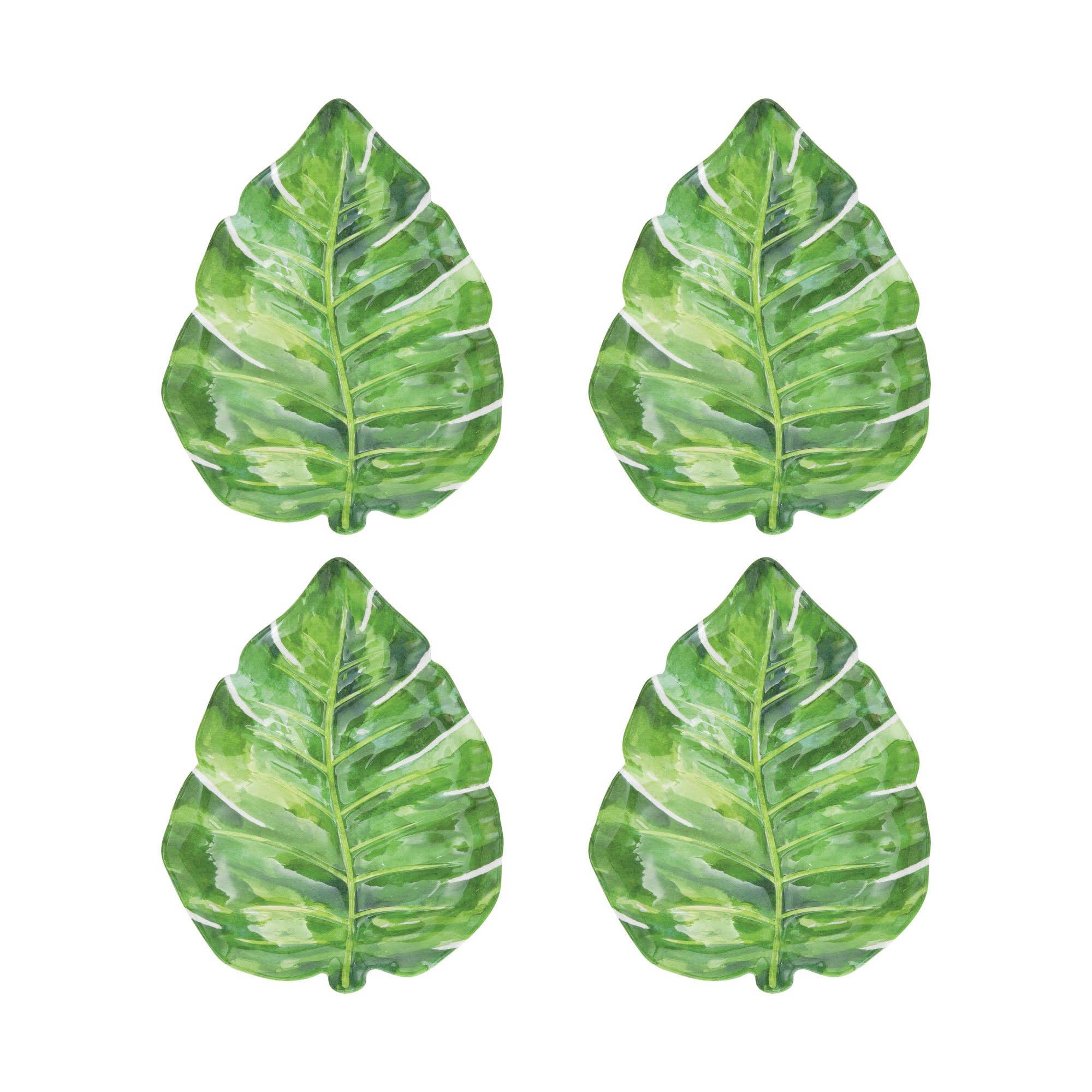 Ensemble de 4 assiettes Monstera en mélamine de 9 pouces - Miss Lili's Boutique