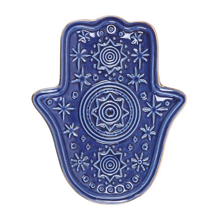 Porte-encens et vide-poche Main de Hamsa bleu foncé - Miss Lili's Boutique