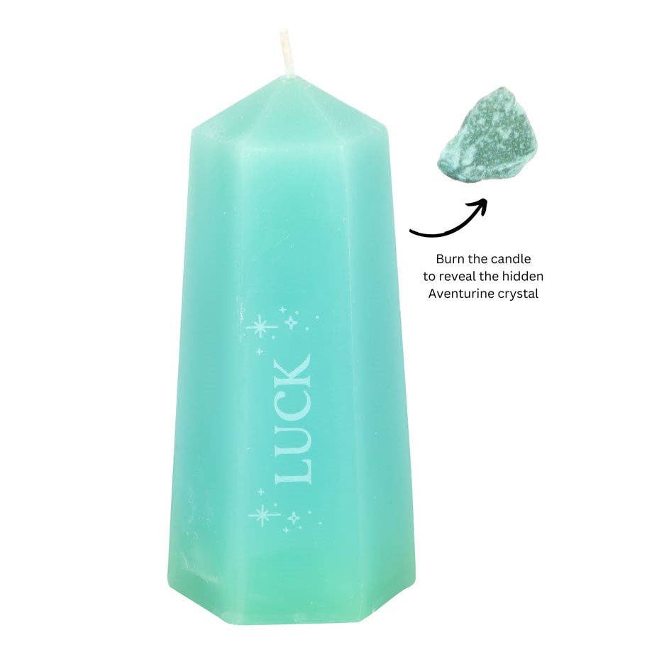 Bougie en cristal Luck avec aventurine verte brute - Miss Lili's Boutique