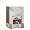 5" cream candle with flickering flame