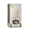 7" cream candle with flickering flame