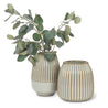 Small textured greige ceramic vase