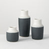 White and dark gray sandblasted ceramic vase (3 sizes)